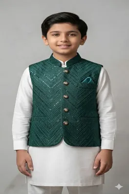 Dar-Al-Fashion WaistCoat Stitched Jamawar