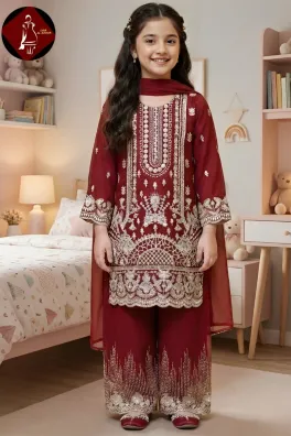 Dar-Al-Fashion 3-Piece Stitched Chiffon