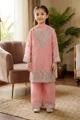 Dar-Al-Fashion 3-Piece Stitched Semi-Pure-Chiffon