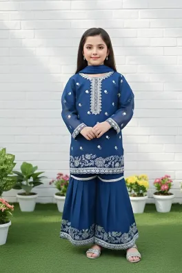 Dar-Al-Fashion Garara-Pant Stitched Semi-Pure-Chiffon