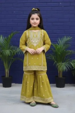 Dar-Al-Fashion Garara-Pant Stitched Semi-Pure-Chiffon