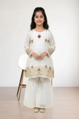 Dar-Al-Fashion Gharara-Shirts Stitched Organza