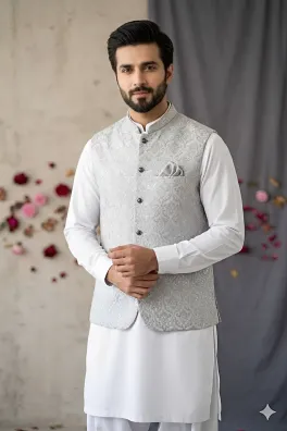 Dar-Al-Fashion WaistCoat Stitched Jamawar