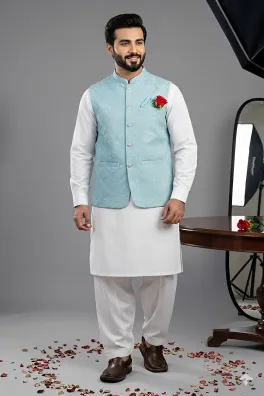 Dar-Al-Fashion WaistCoat Stitched Jamawar