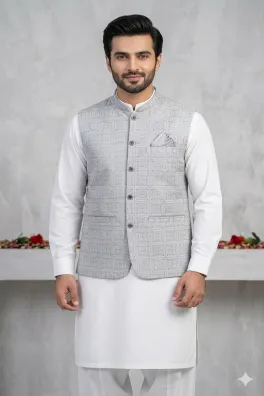 Dar-Al-Fashion WaistCoat Stitched Jamawar