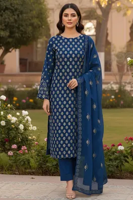 Dar-Al-Fashion 3-Piece Un-stitched Cotton