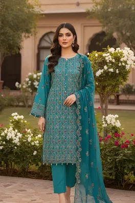 Dar-Al-Fashion 3-Piece Un-stitched Cotton