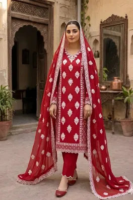 Dar-Al-Fashion 3-Piece Un-stitched Cotton