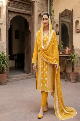 Dar-Al-Fashion 3-Piece Un-stitched Cotton