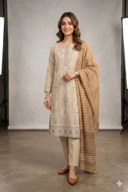 Dar-Al-Fashion 3-Piece Un-stitched Cotton