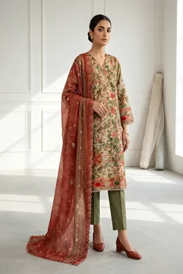 Dar-Al-Fashion 3-Piece Stitched Cotton