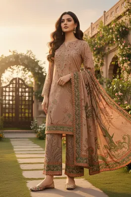 Dar-Al-Fashion 3-Piece Stitched Cotton