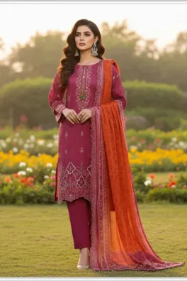 Dar-Al-Fashion 3-Piece Stitched Cotton