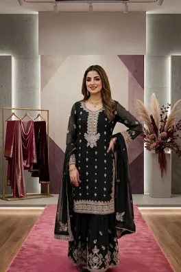 Dar-Al-Fashion Gharara-Shirts Stitched Chiffon