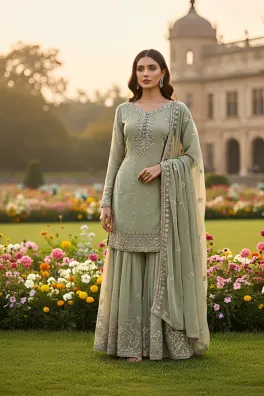 Dar-Al-Fashion Gharara-Shirts Stitched Chiffon