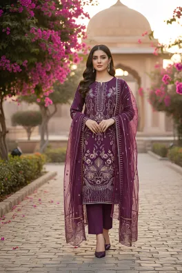 Alam-Fabrics 3-Piece Un-stitched Chiffon