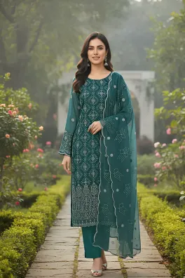 Dar-Al-Fashion 3-Piece Un-stitched Chiffon