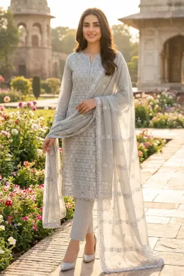 Dar-Al-Fashion 3-Piece Un-stitched Chiffon