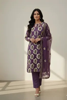 Dar-Al-Fashion 3-Piece Un-stitched Chiffon