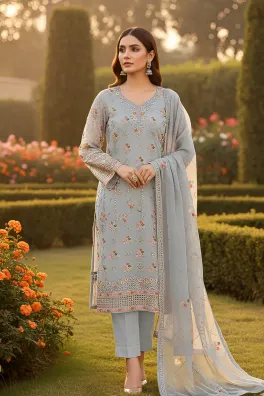 Dar-Al-Fashion 3-Piece Un-stitched Chiffon