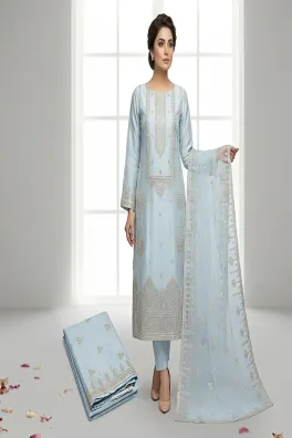 Dar-Al-Fashion 3-Piece Un-stitched Chiffon