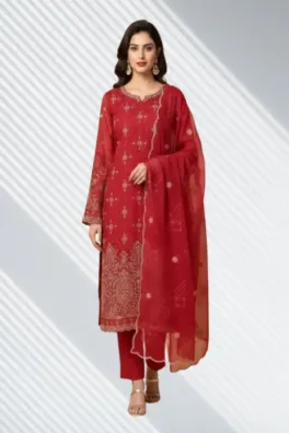 Dar-Al-Fashion 3-Piece Un-stitched Chiffon