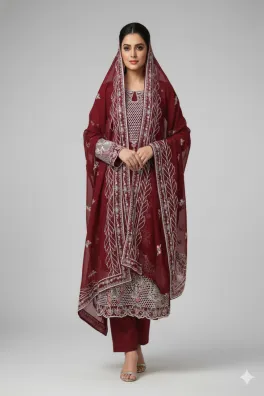 Dar-Al-Fashion 3-Piece Un-stitched Chiffon
