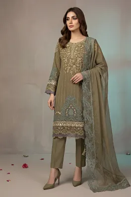 Dar-Al-Fashion 3-Piece Stitched Chiffon