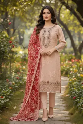 Dar-Al-Fashion 3-Piece Stitched Chiffon