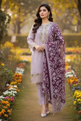 Dar-Al-Fashion 3-Piece Stitched Chiffon