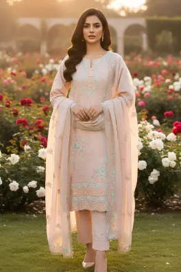 Dar-Al-Fashion 3-Piece Stitched Organza