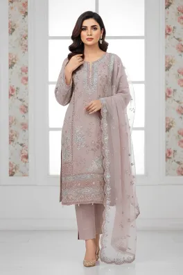 Dar-Al-Fashion 3-Piece Stitched Organza