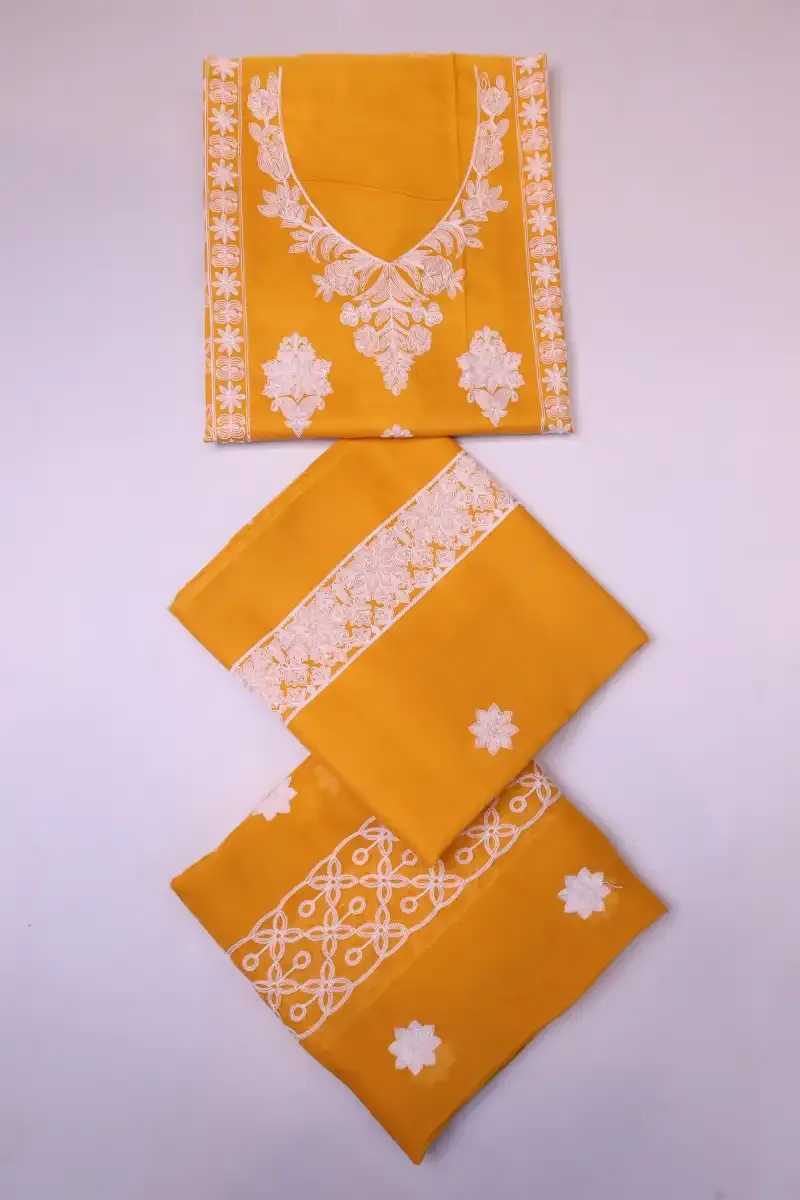 dar al fashion casual wear 3 piece chiffon dupatta gala daman embroidered